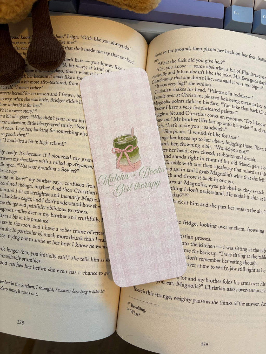 Girly Gingham Bookmarks/ matcha, girl therapy, pastries plushie bookmarks