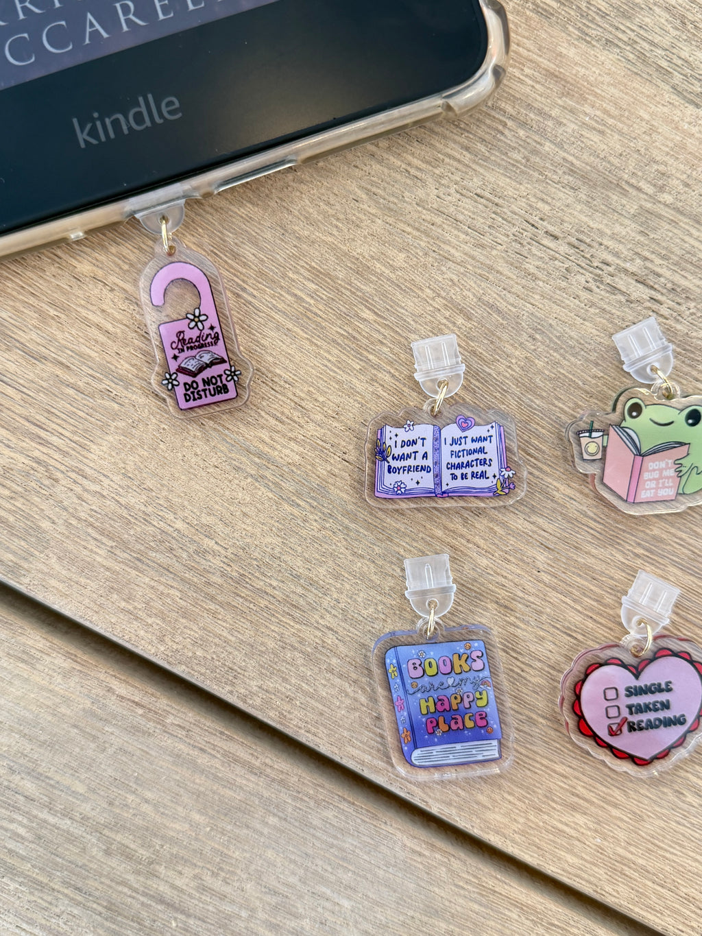 Bookish Acylic Dust plug charms