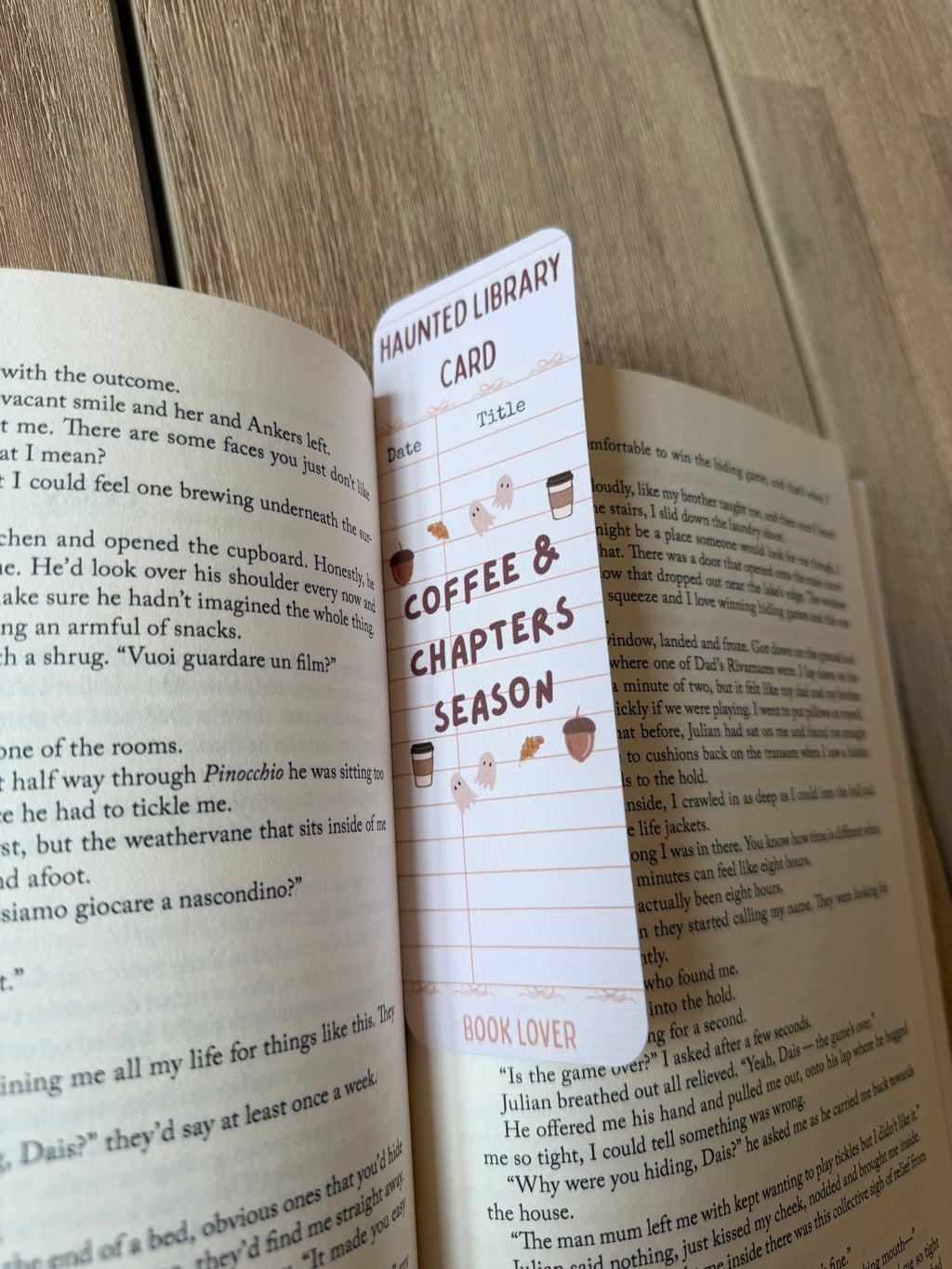 Coffee & Chapters Season Library Card Bookmark