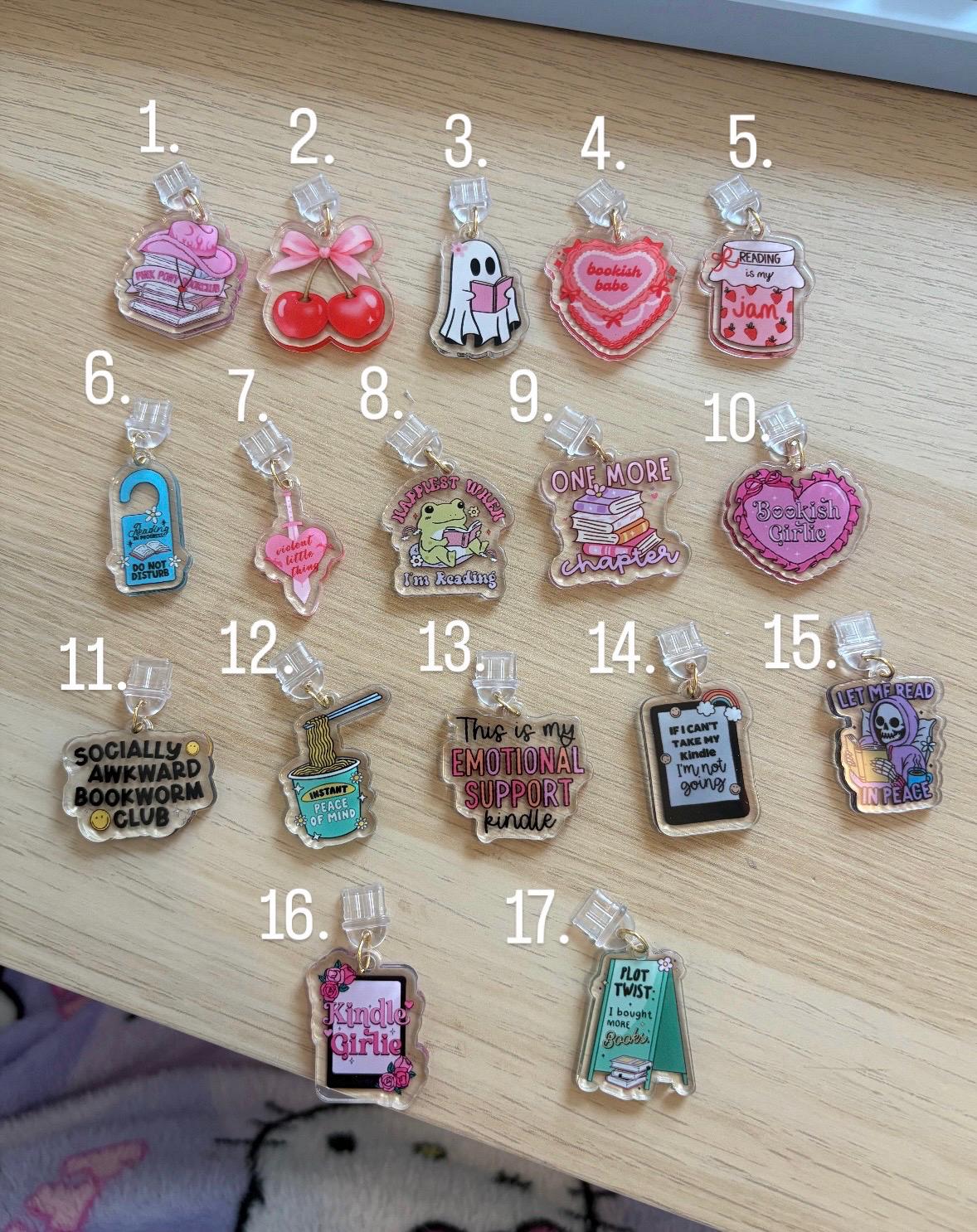 Bookish acylic Dust plug charms /Kindle charms