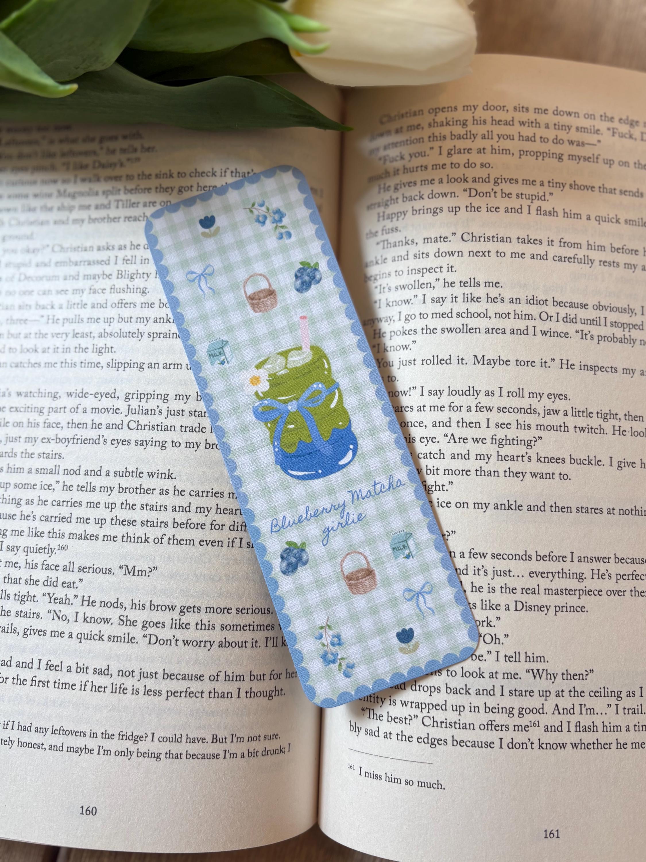 Matcha Bookmarks, Strawberry & Blueberry Aesthetic Bookmarks