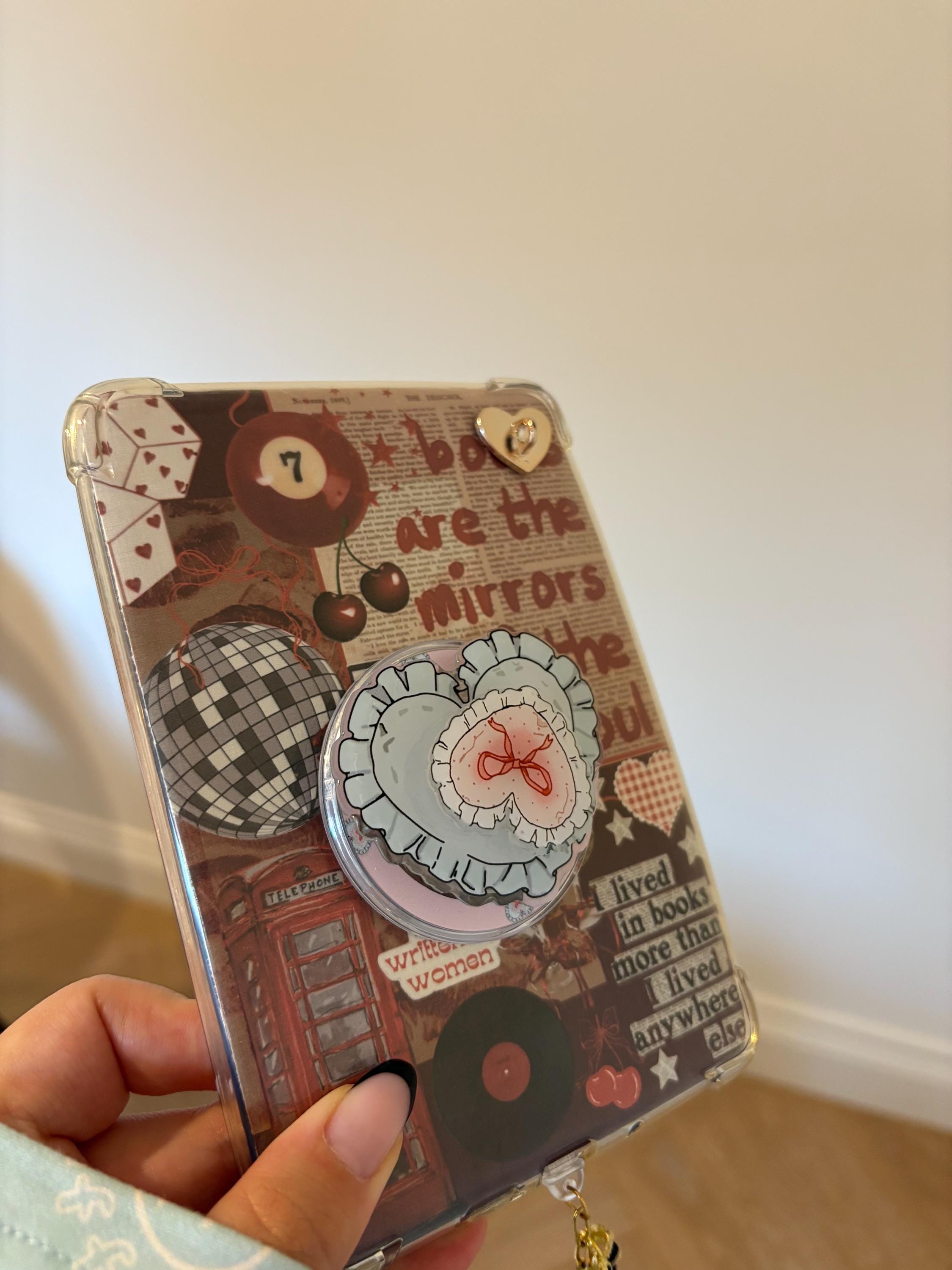 Blue Heart and Bow Magnetic Kindle Grip