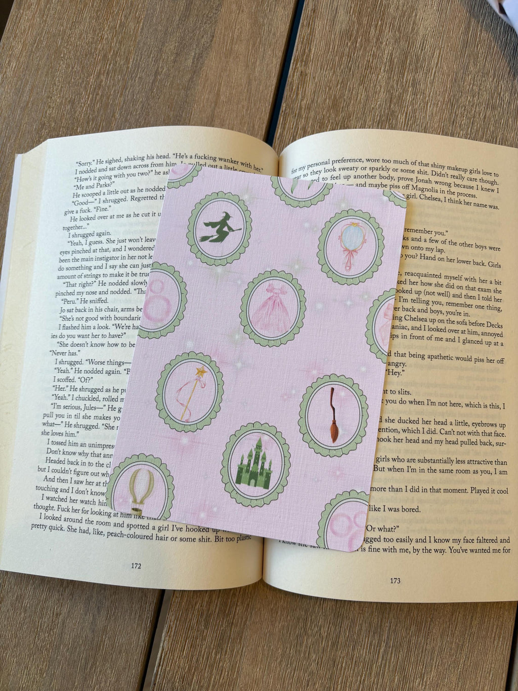 Pink and Green witchy Kindle insert