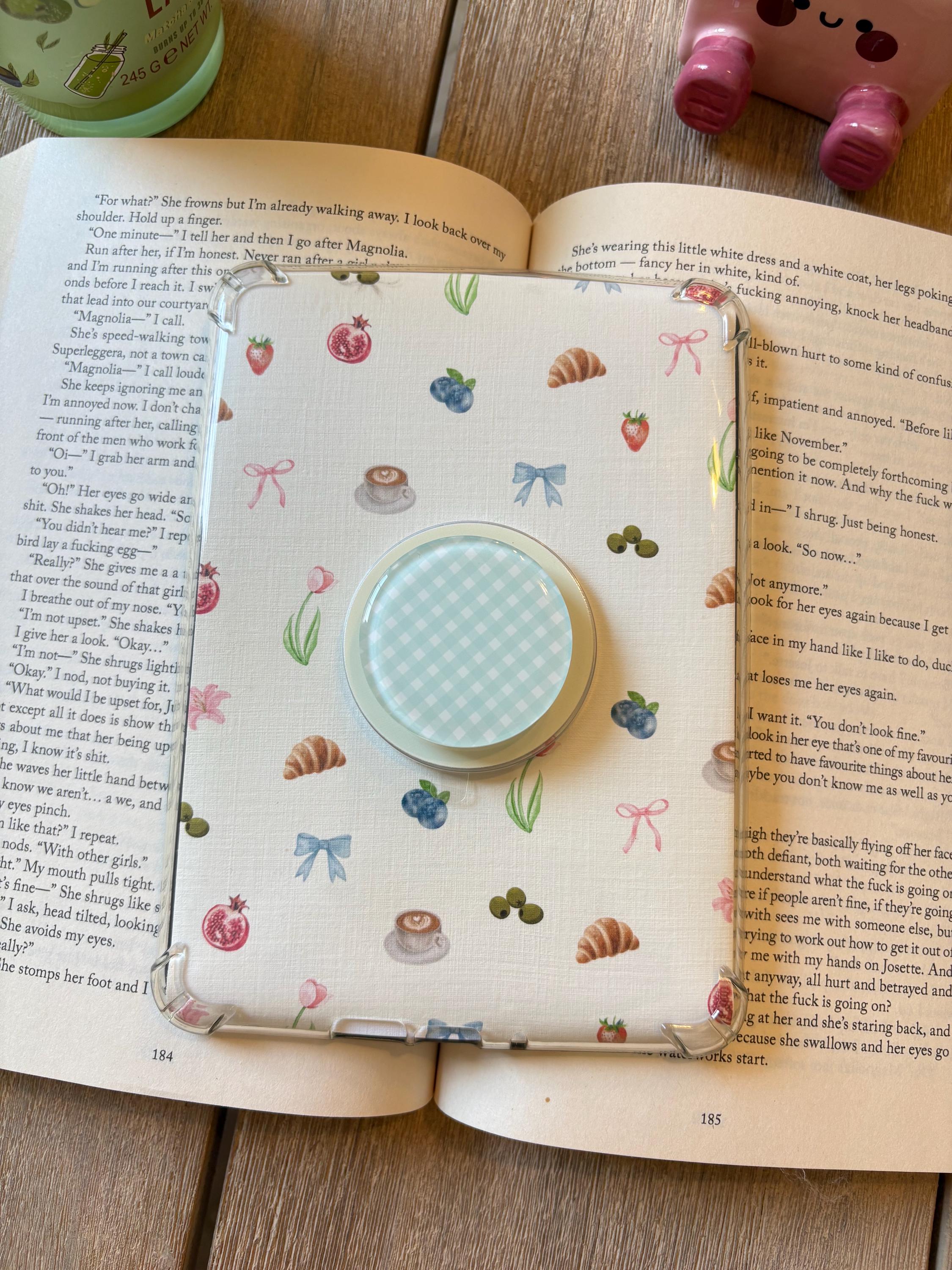 Gingham Magnetic kindle grips/ blue, pink, green and purple