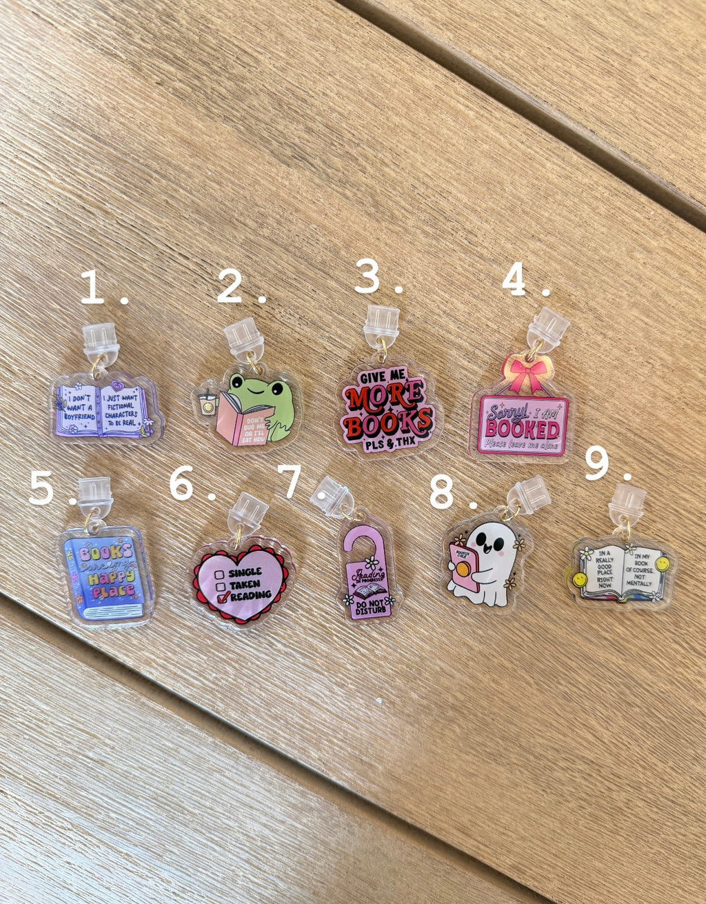 Bookish Acylic Dust plug charms