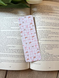 Pink Coquette Bookmark, Croissant & Coffee Pattern