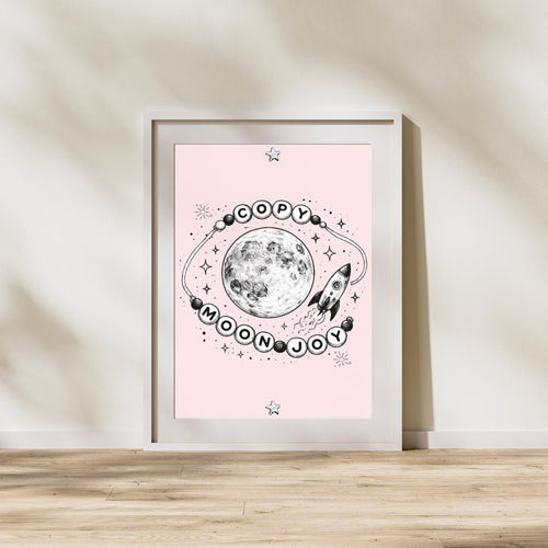 Artemis II Moon Print, Copy Moon Joy Art, Celestial Wall Art Print, A4/A5
