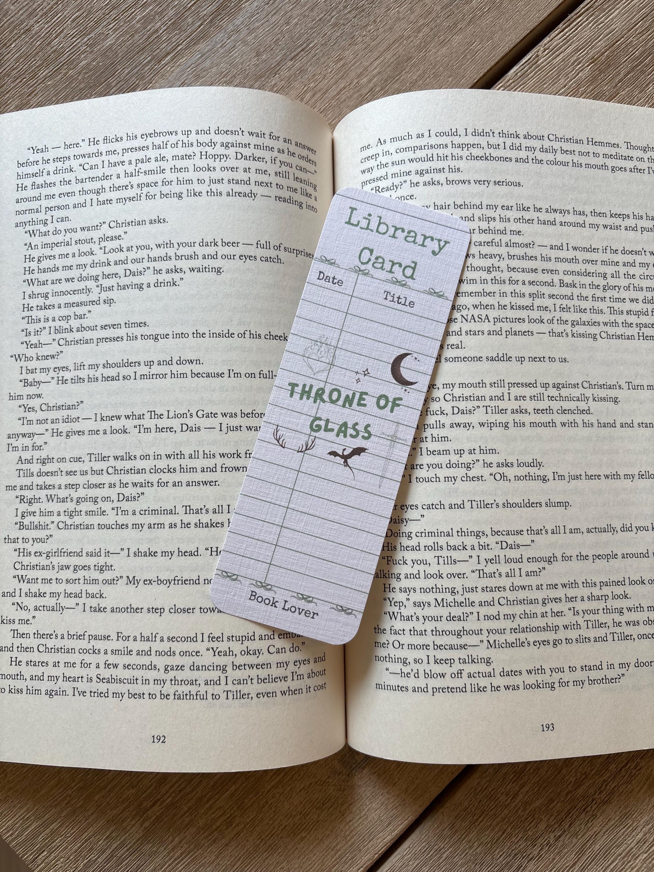 Throne of Glass Bookmark | Library Card