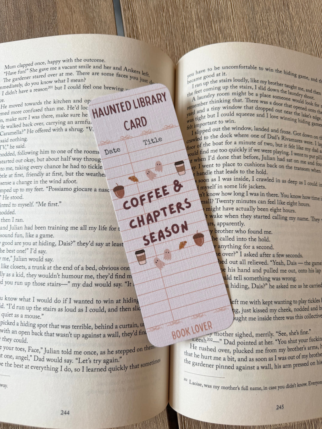 Coffee & Chapters Season Library Card Bookmark