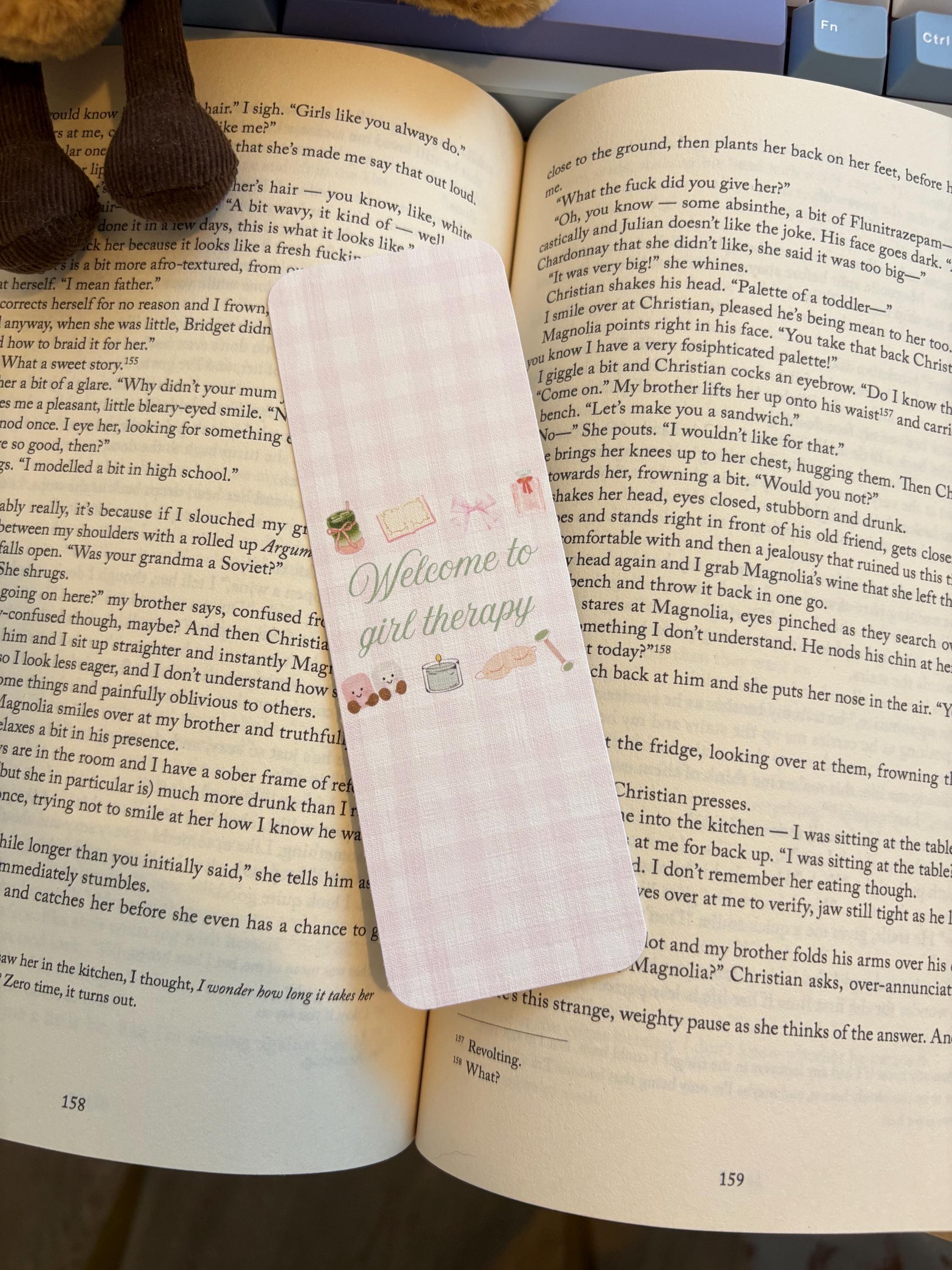 Girly Gingham Bookmarks/ matcha, girl therapy, pastries plushie bookmarks