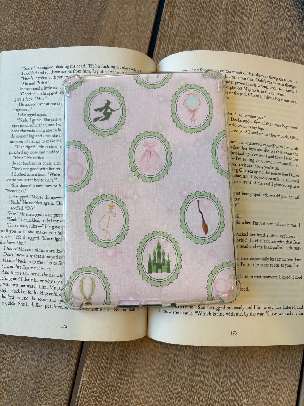 Pink and Green witchy Kindle insert