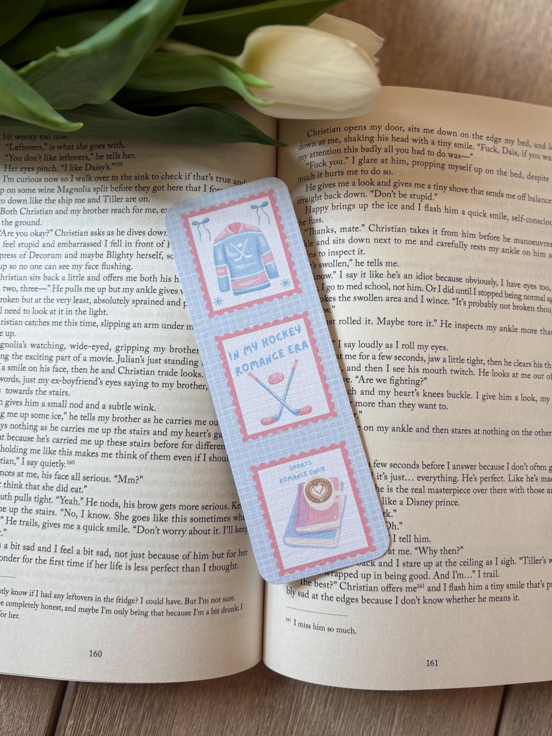 Hockey Romance Bookmarks, Library Card Bookmark, Sports Romance era
