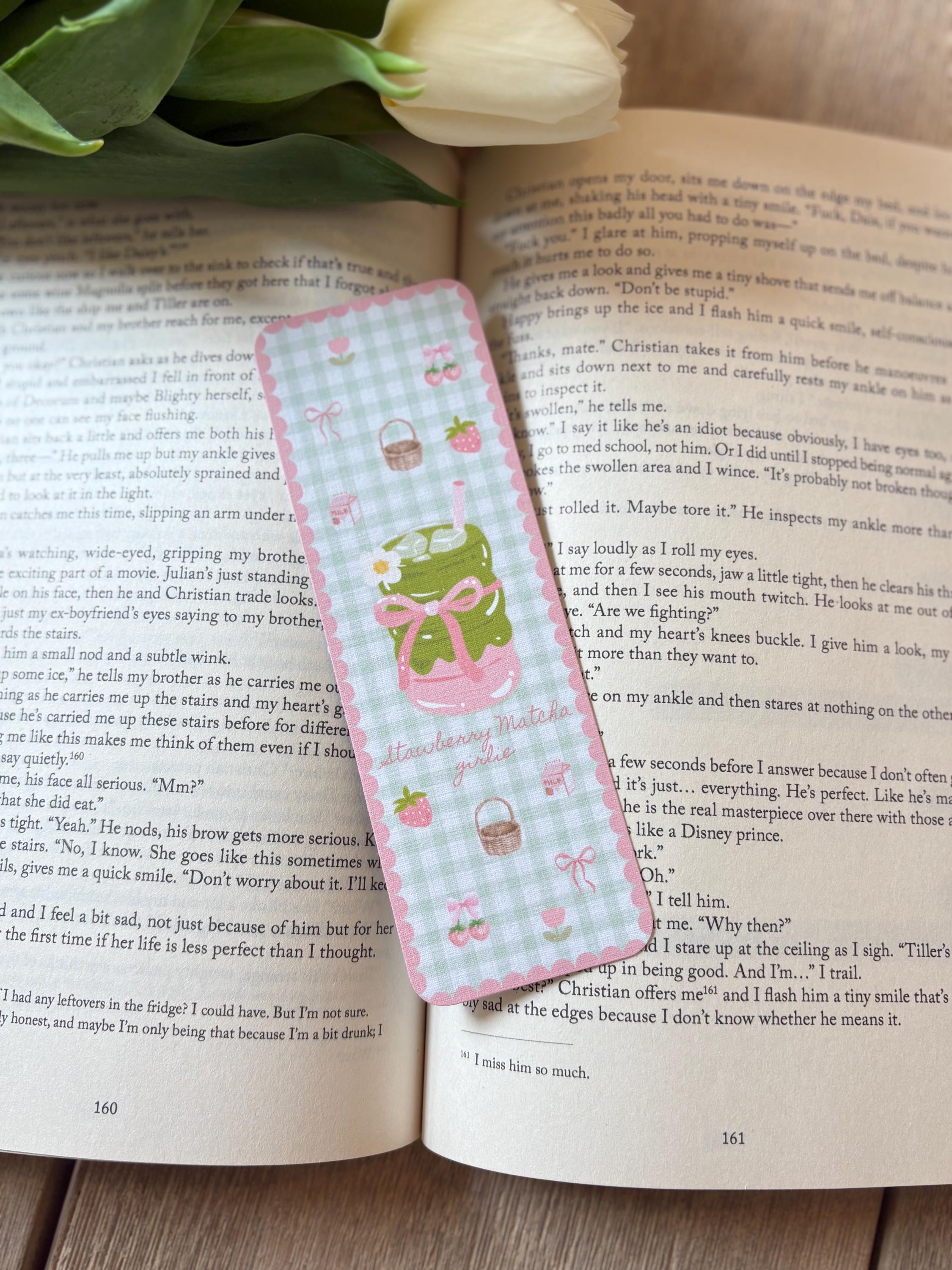 Matcha Bookmarks, Strawberry & Blueberry Aesthetic Bookmarks