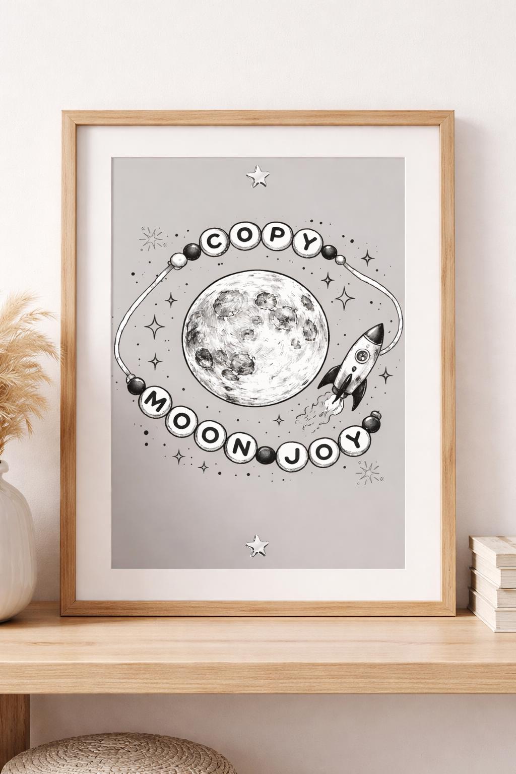 Artemis II Moon Print, Copy Moon Joy Art, Celestial Wall Art Print, A4/A5