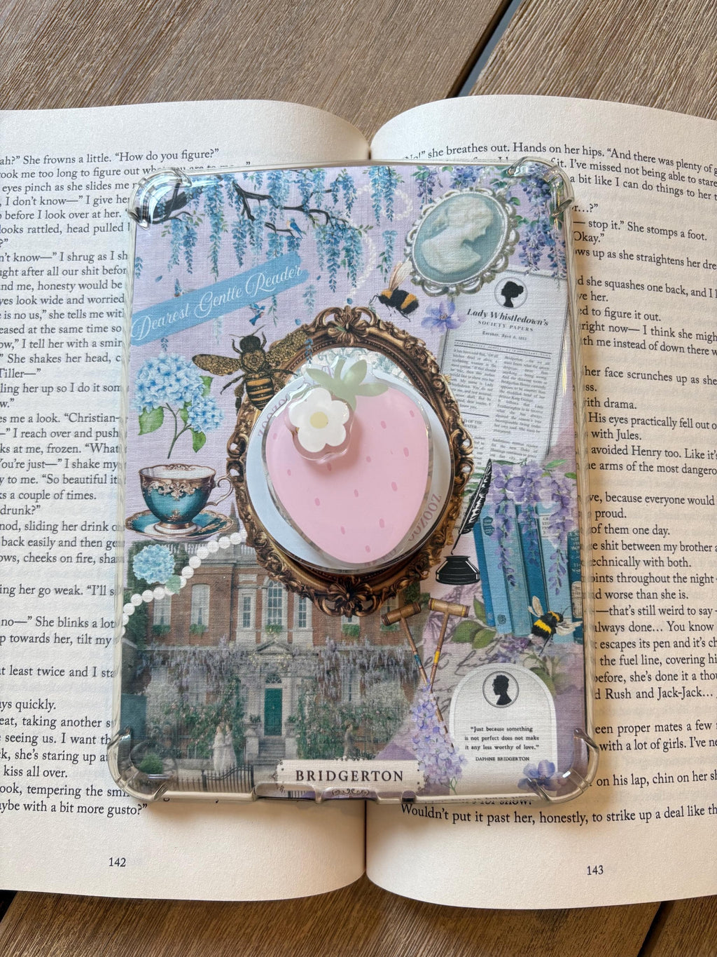 Pink Strawberry Magnetic Kindle Grip