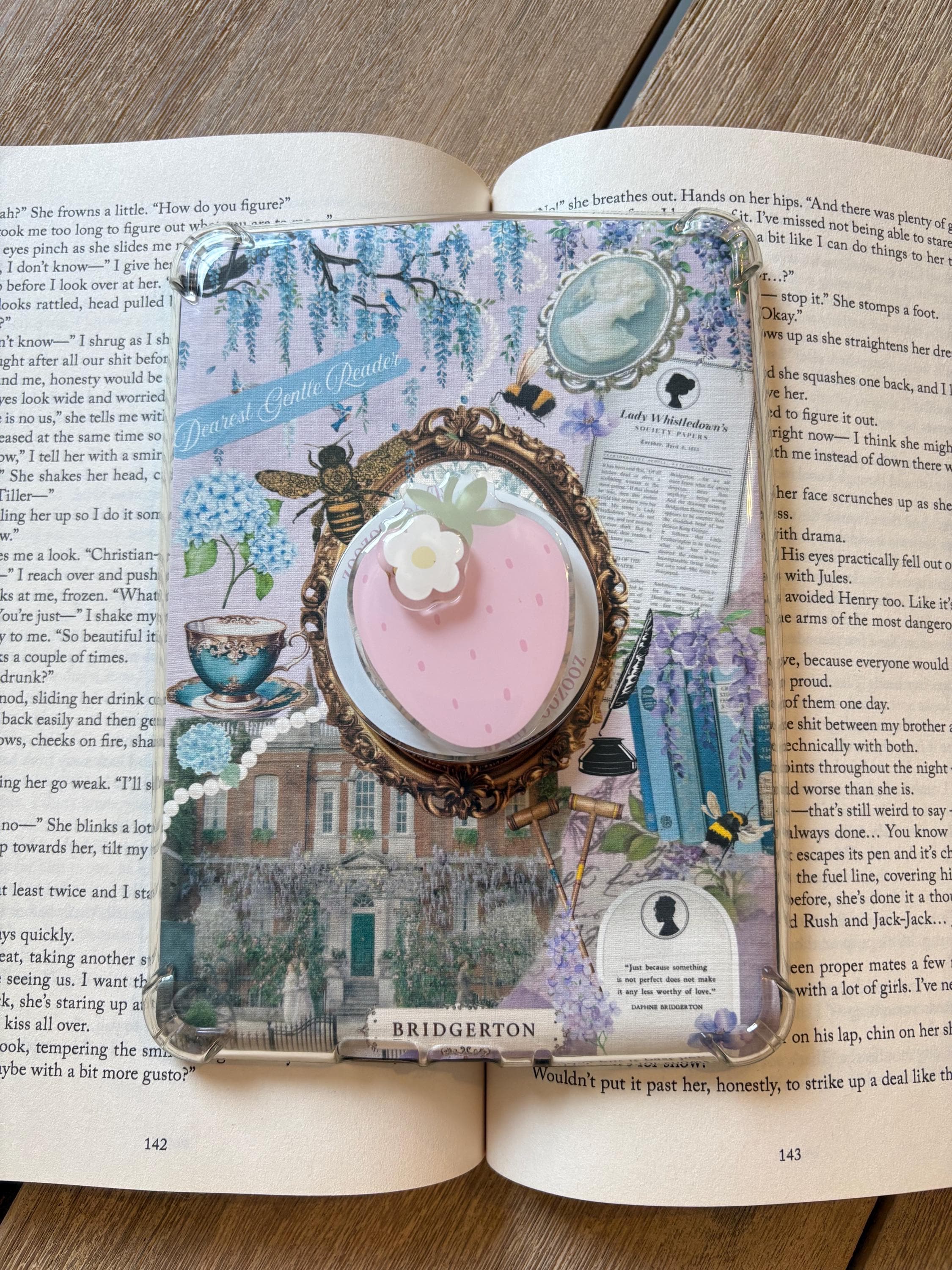 Pink Strawberry Magnetic Kindle Grip