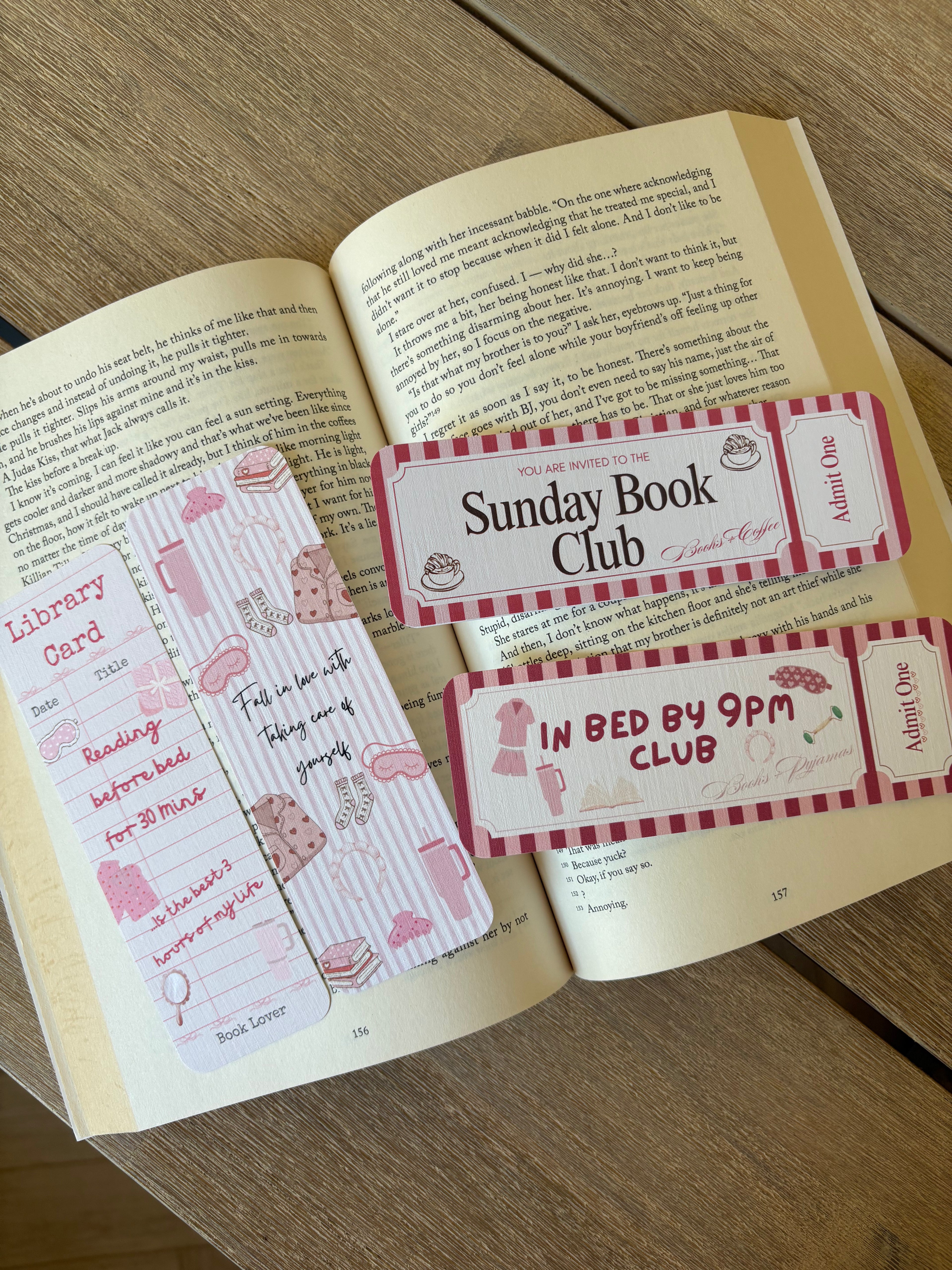 Selfcare & Selflove pink girly bookmarks