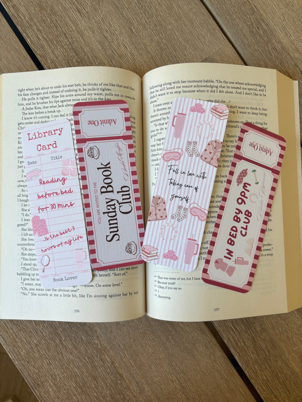 Selfcare & Selflove pink girly bookmarks