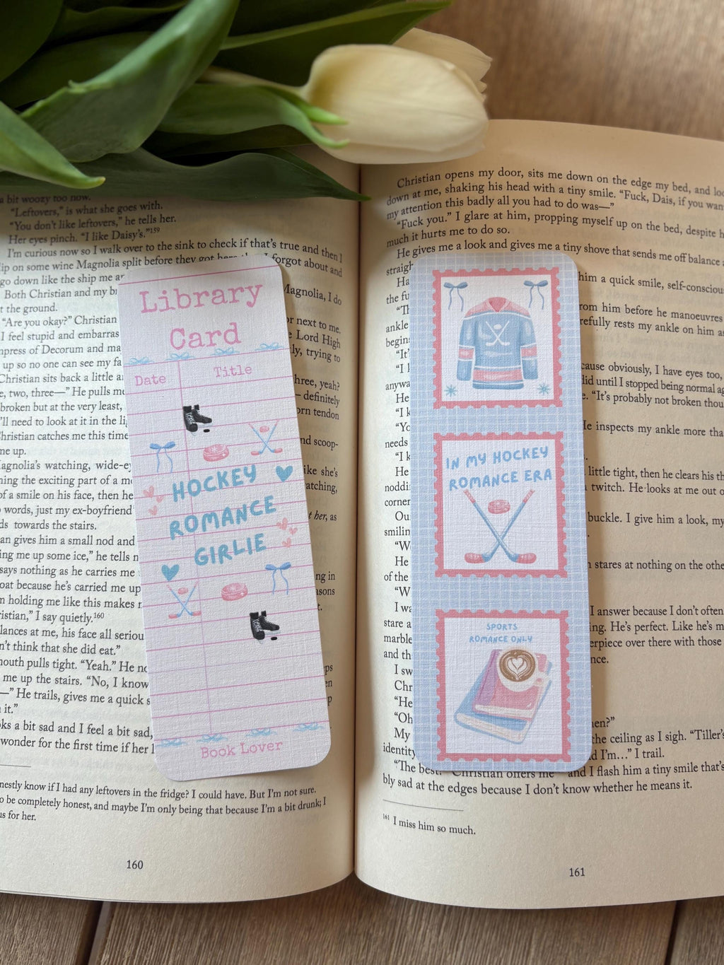 Hockey Romance Bookmarks, Library Card Bookmark, Sports Romance era