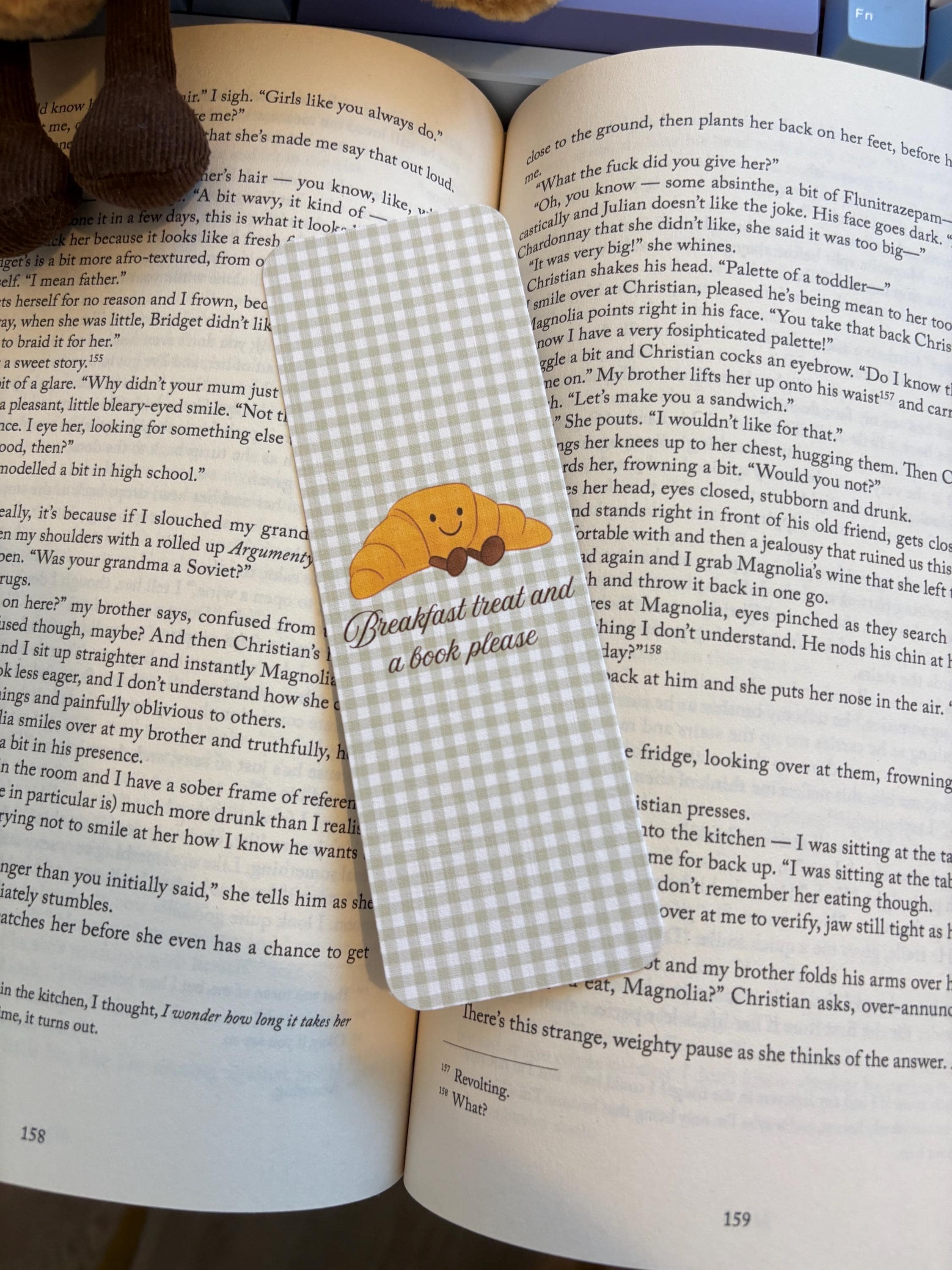 Girly Gingham Bookmarks/ matcha, girl therapy, pastries plushie bookmarks