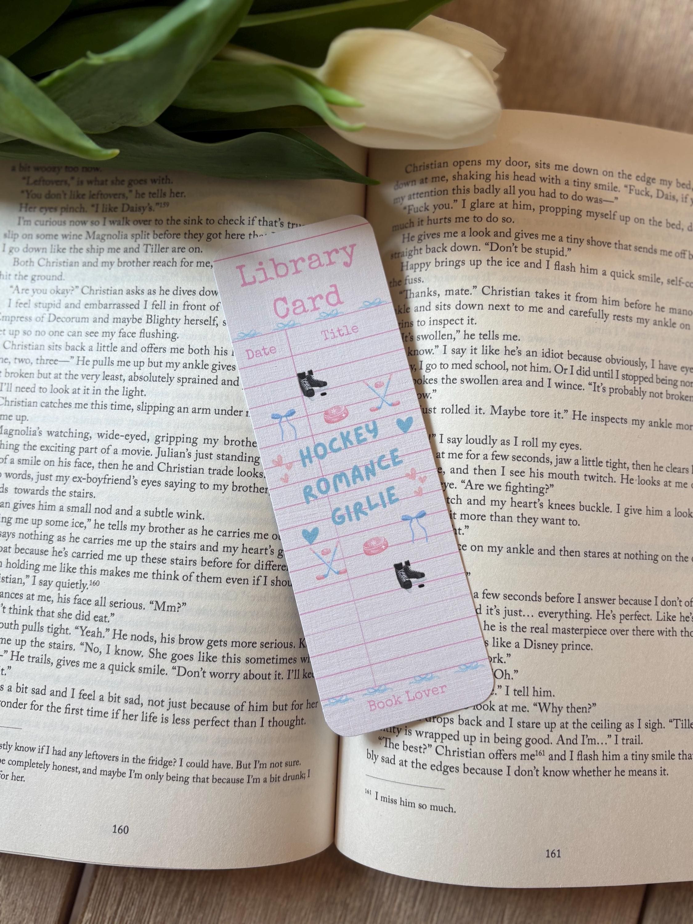 Hockey Romance Bookmarks, Library Card Bookmark, Sports Romance era