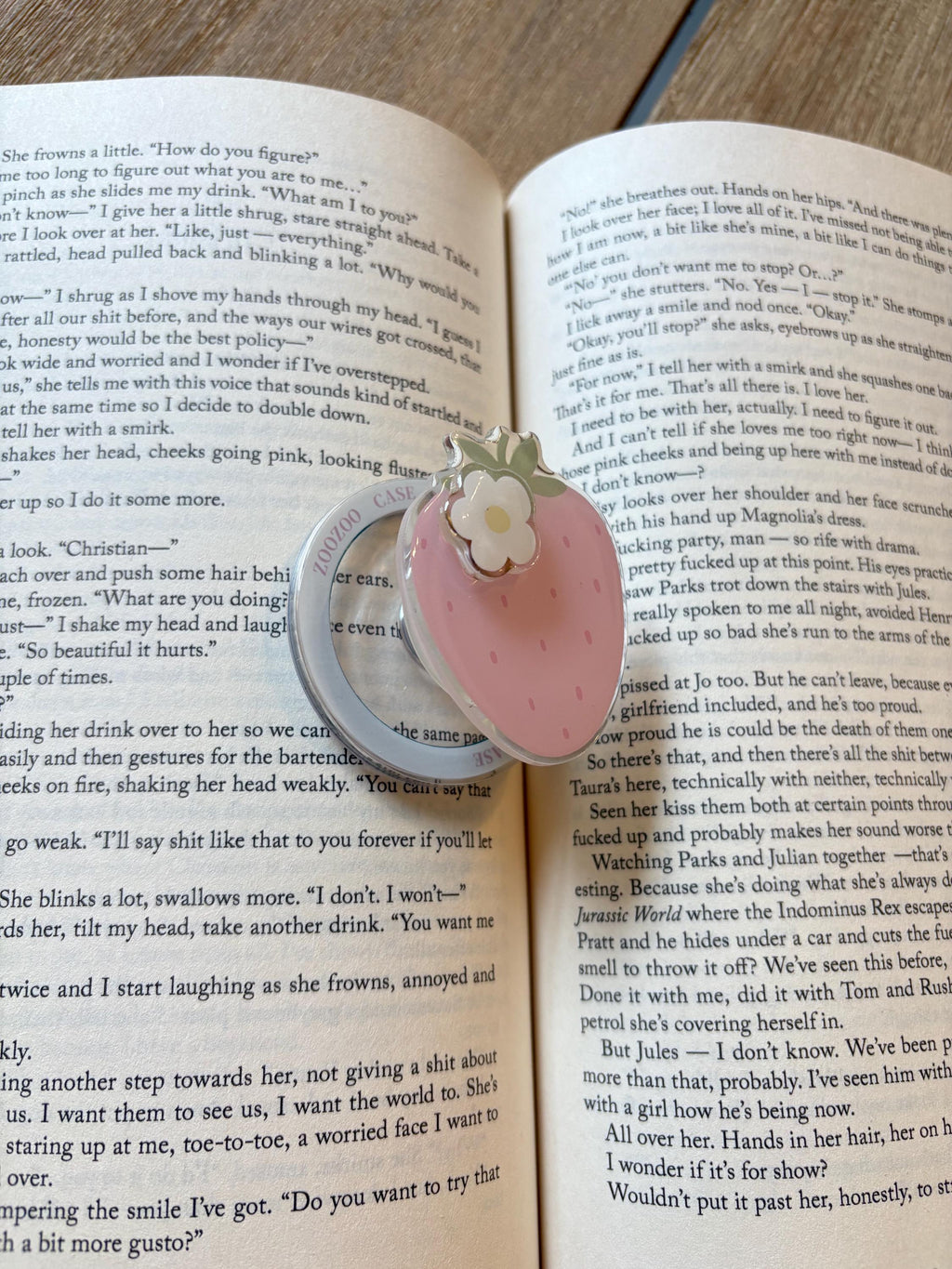 Pink Strawberry Magnetic Kindle Grip