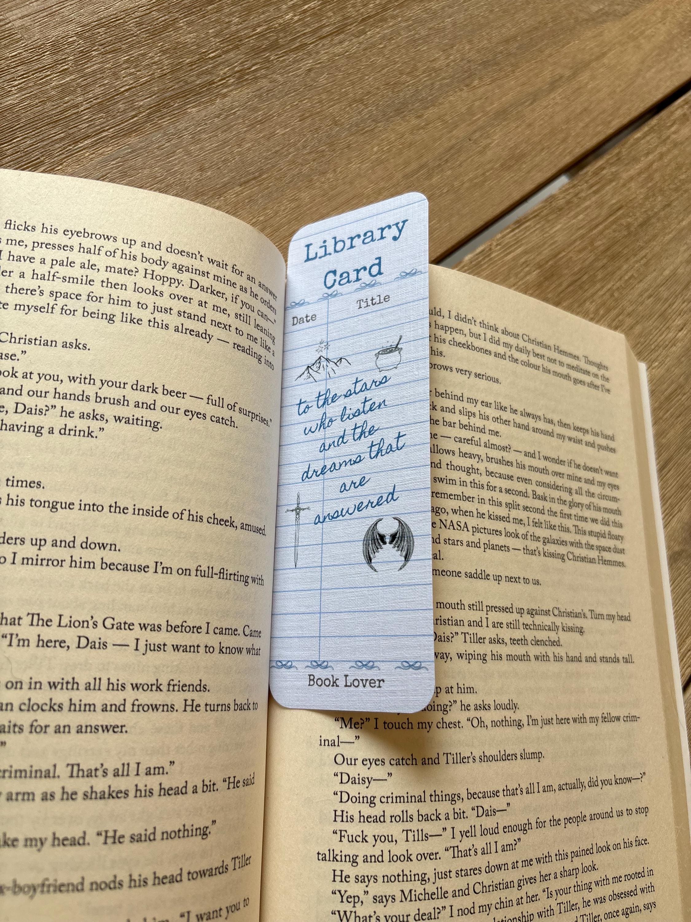 Library card bookmark,To The Stars Who Listen quote