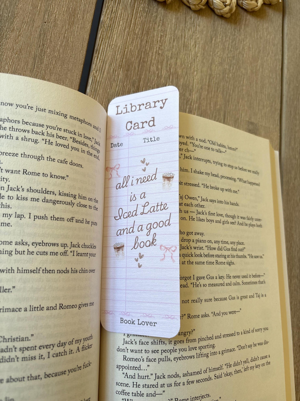 Iced Latte and a Good Book Library Card Bookmark