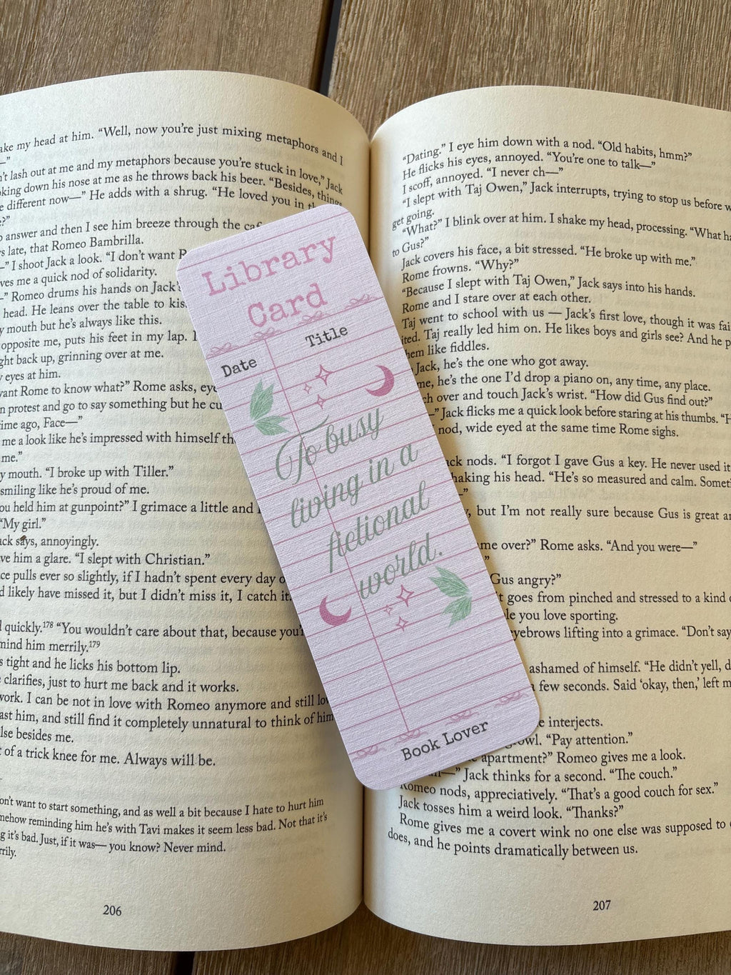 Library Card Bookmark, To busy living in a fictional world